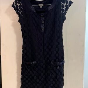 KALIJATI Navy Polka Dot Sheath Dress
